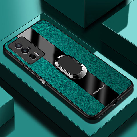 Custodia Silicone Morbida In Pelle Cover con Magnetico Anello Supporto PB1 per Xiaomi Poco F5 Pro 5G Verde