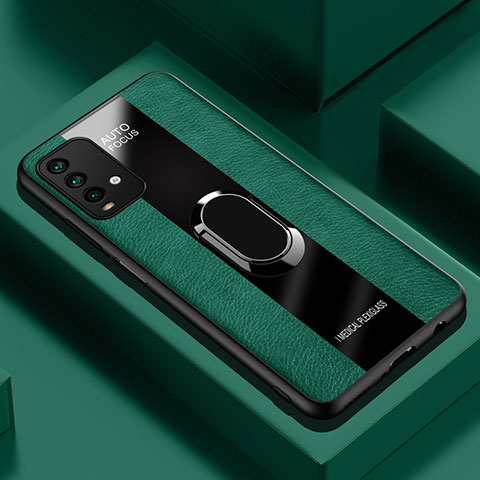 Custodia Silicone Morbida In Pelle Cover con Magnetico Anello Supporto PB1 per Xiaomi Redmi 9 Power Verde