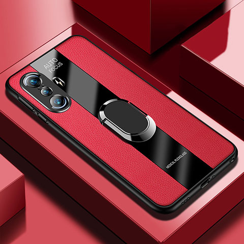 Custodia Silicone Morbida In Pelle Cover con Magnetico Anello Supporto PB1 per Xiaomi Redmi K40 Gaming 5G Rosso