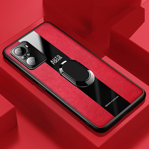 Custodia Silicone Morbida In Pelle Cover con Magnetico Anello Supporto PB1 per Xiaomi Redmi K40 Pro+ Plus 5G Rosso