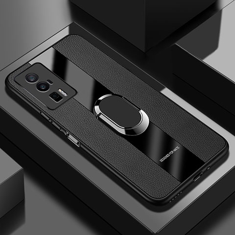 Custodia Silicone Morbida In Pelle Cover con Magnetico Anello Supporto PB1 per Xiaomi Redmi K60 Pro 5G Nero