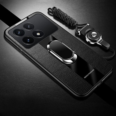 Custodia Silicone Morbida In Pelle Cover con Magnetico Anello Supporto PB1 per Xiaomi Redmi K70 5G Nero