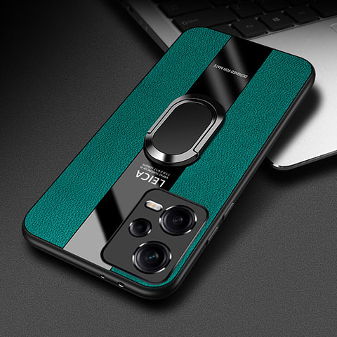 Custodia Silicone Morbida In Pelle Cover con Magnetico Anello Supporto PB1 per Xiaomi Redmi Note 12 Pro+ Plus 5G Verde