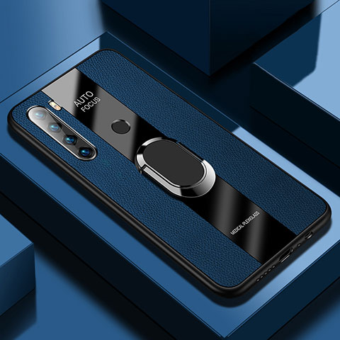 Custodia Silicone Morbida In Pelle Cover con Magnetico Anello Supporto PB1 per Xiaomi Redmi Note 8 (2021) Blu