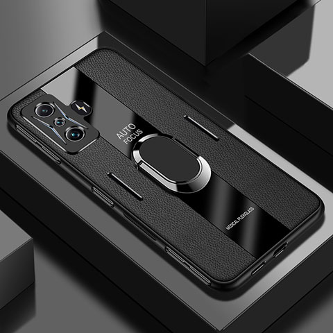 Custodia Silicone Morbida In Pelle Cover con Magnetico Anello Supporto PB2 per Xiaomi Redmi K50 Gaming 5G Nero