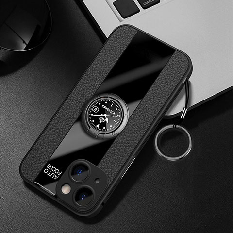 Custodia Silicone Morbida In Pelle Cover con Magnetico Anello Supporto per Apple iPhone 14 Plus Nero