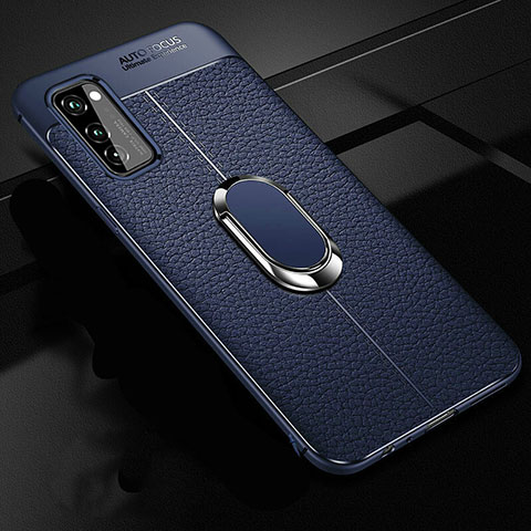 Custodia Silicone Morbida In Pelle Cover con Magnetico Anello Supporto per Huawei Honor View 30 5G Blu