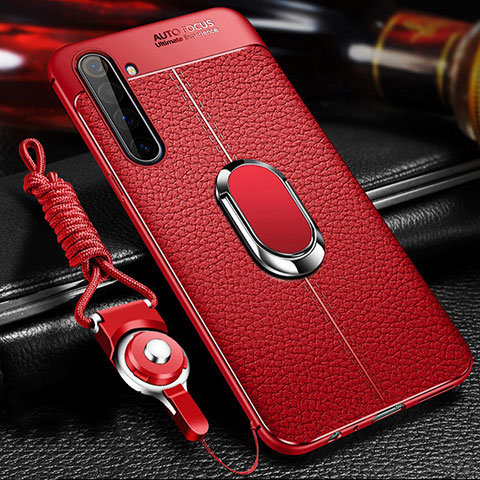 Custodia Silicone Morbida In Pelle Cover con Magnetico Anello Supporto per Realme X50 Pro 5G Rosso