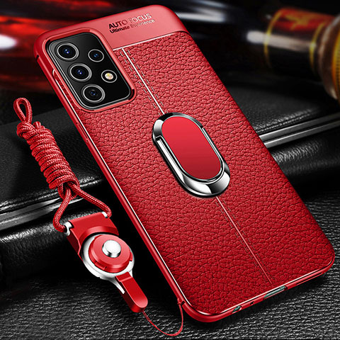 Custodia Silicone Morbida In Pelle Cover con Magnetico Anello Supporto per Samsung Galaxy A33 5G Rosso