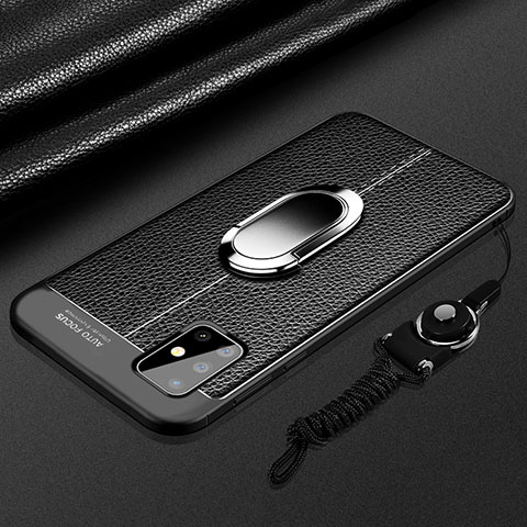 Custodia Silicone Morbida In Pelle Cover con Magnetico Anello Supporto per Samsung Galaxy A71 5G Nero