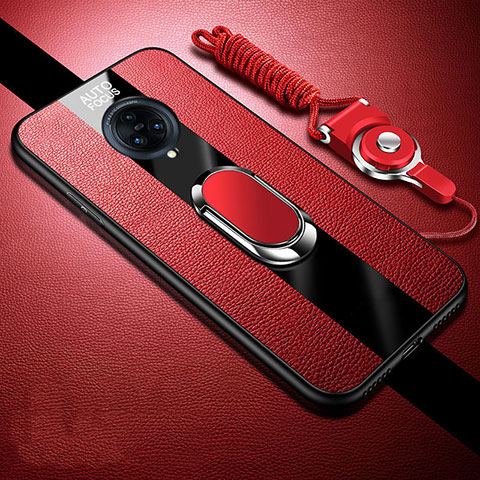 Custodia Silicone Morbida In Pelle Cover con Magnetico Anello Supporto per Vivo Nex 3 5G Rosso