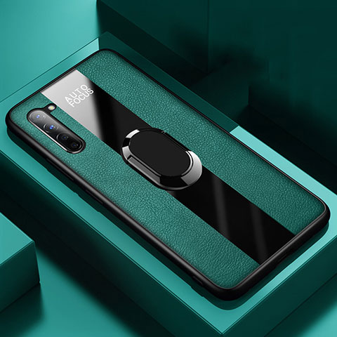 Custodia Silicone Morbida In Pelle Cover con Magnetico Anello Supporto S01 per Oppo Find X2 Lite Verde