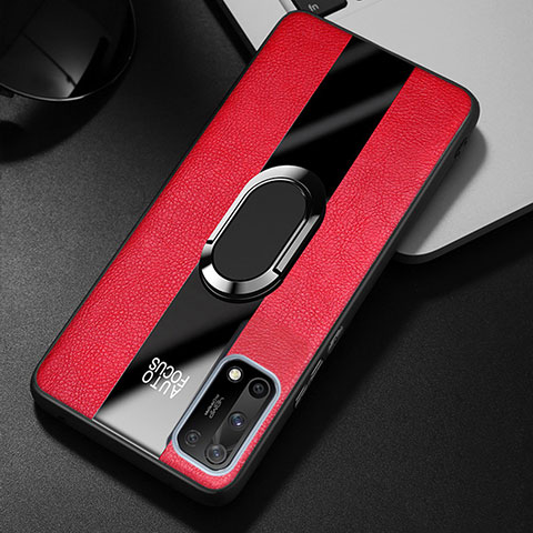 Custodia Silicone Morbida In Pelle Cover con Magnetico Anello Supporto S01 per Oppo K7x 5G Rosso