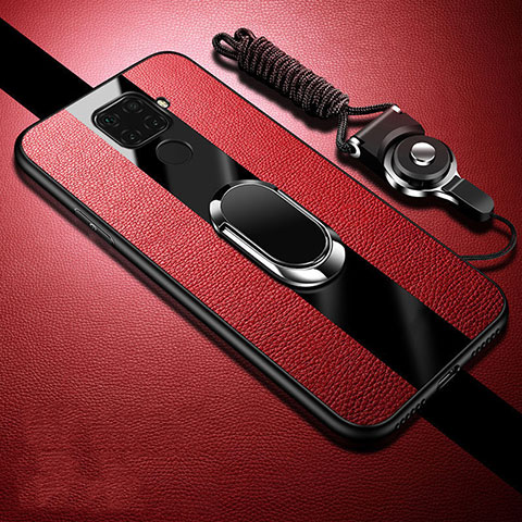 Custodia Silicone Morbida In Pelle Cover con Magnetico Anello Supporto S02 per Huawei Mate 30 Lite Rosso