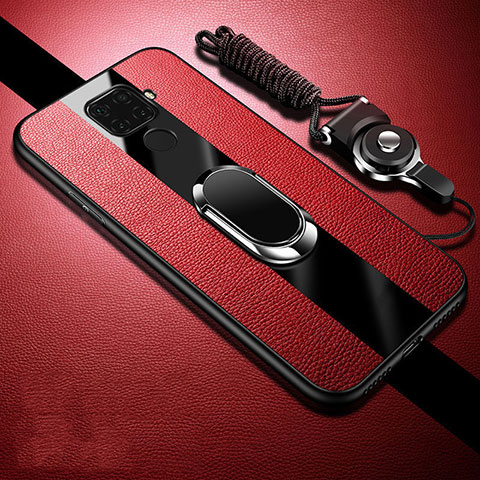 Custodia Silicone Morbida In Pelle Cover con Magnetico Anello Supporto S02 per Huawei Nova 5z Rosso