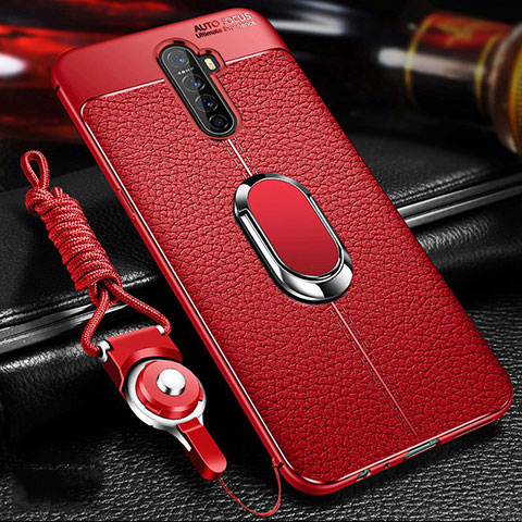 Custodia Silicone Morbida In Pelle Cover con Magnetico Anello Supporto S02 per Oppo Reno Ace Rosso