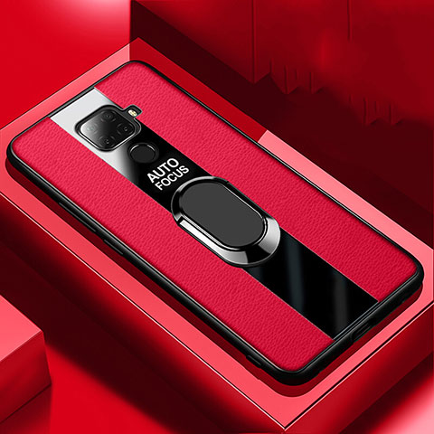 Custodia Silicone Morbida In Pelle Cover con Magnetico Anello Supporto S03 per Huawei Nova 5z Rosso