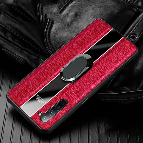 Custodia Silicone Morbida In Pelle Cover con Magnetico Anello Supporto S03 per Oppo K7 5G Rosso