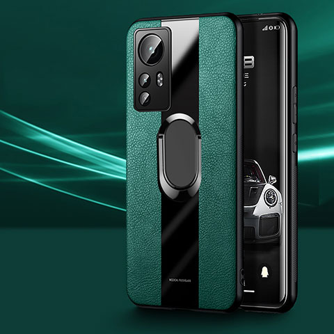 Custodia Silicone Morbida In Pelle Cover con Magnetico Anello Supporto S03 per Xiaomi Mi 12 5G Verde