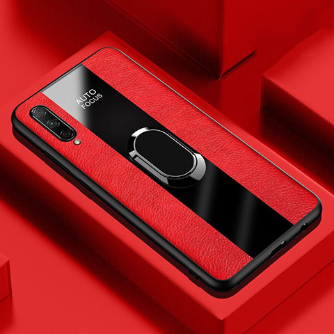 Custodia Silicone Morbida In Pelle Cover con Magnetico Anello Supporto S04 per Huawei P Smart Pro (2019) Rosso