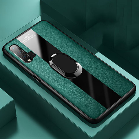 Custodia Silicone Morbida In Pelle Cover con Magnetico Anello Supporto T01 per Huawei Nova 6 Verde