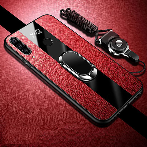 Custodia Silicone Morbida In Pelle Cover con Magnetico Anello Supporto T02 per Huawei Honor 10i Rosso