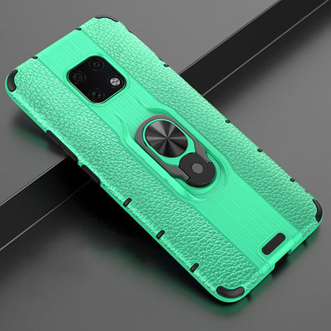 Custodia Silicone Morbida In Pelle Cover con Magnetico Anello Supporto T04 per Huawei Mate 20 Pro Verde