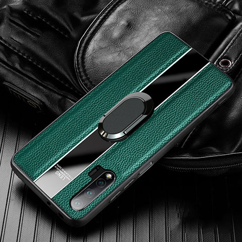 Custodia Silicone Morbida In Pelle Cover con Magnetico Anello Supporto T04 per Huawei Nova 6 Verde