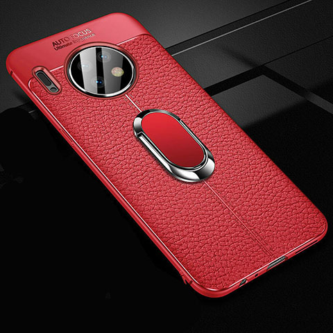 Custodia Silicone Morbida In Pelle Cover con Magnetico Anello Supporto Z02 per Huawei Mate 30 Rosso