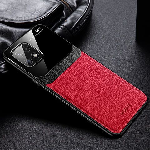 Custodia Silicone Morbida In Pelle Cover con Magnetico FL1 per Samsung Galaxy A22s 5G Rosso