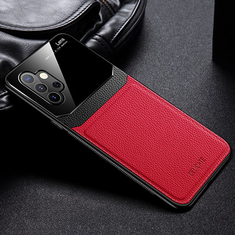 Custodia Silicone Morbida In Pelle Cover con Magnetico FL1 per Samsung Galaxy A32 4G Rosso