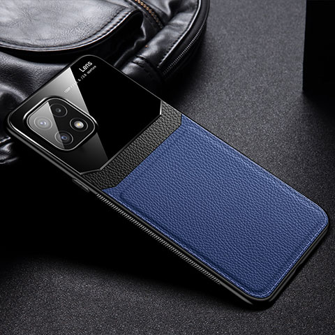 Custodia Silicone Morbida In Pelle Cover con Magnetico FL1 per Samsung Galaxy F42 5G Blu