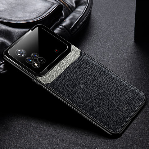 Custodia Silicone Morbida In Pelle Cover con Magnetico FL1 per Xiaomi Poco M4 Pro 4G Nero