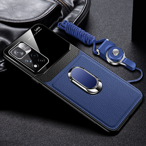 Custodia Silicone Morbida In Pelle Cover con Magnetico FL2 per Xiaomi Mi 11i 5G (2022) Blu