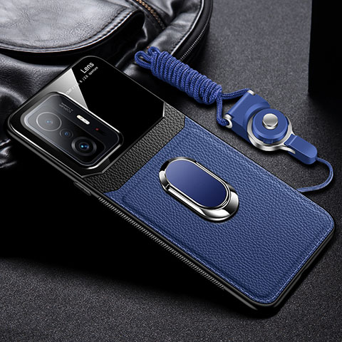 Custodia Silicone Morbida In Pelle Cover con Magnetico FL2 per Xiaomi Mi 11T 5G Blu