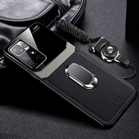 Custodia Silicone Morbida In Pelle Cover con Magnetico FL2 per Xiaomi Poco M4 Pro 5G Nero