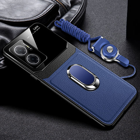 Custodia Silicone Morbida In Pelle Cover con Magnetico FL2 per Xiaomi Redmi Note 11E 5G Blu