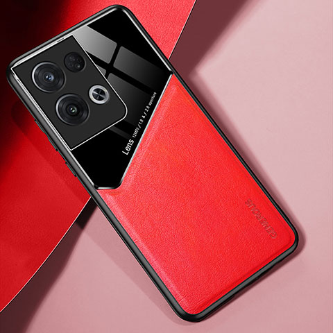 Custodia Silicone Morbida In Pelle Cover con Magnetico per Oppo Reno8 Pro+ Plus 5G Rosso