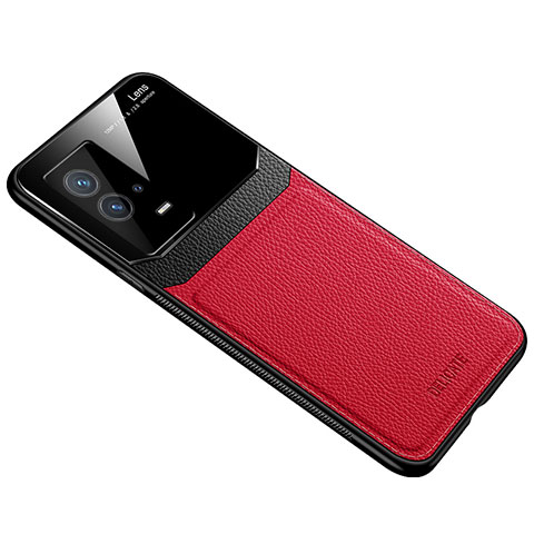 Custodia Silicone Morbida In Pelle Cover con Magnetico per Vivo iQOO 8 Pro 5G Rosso