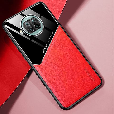 Custodia Silicone Morbida In Pelle Cover con Magnetico per Xiaomi Mi 10i 5G Rosso