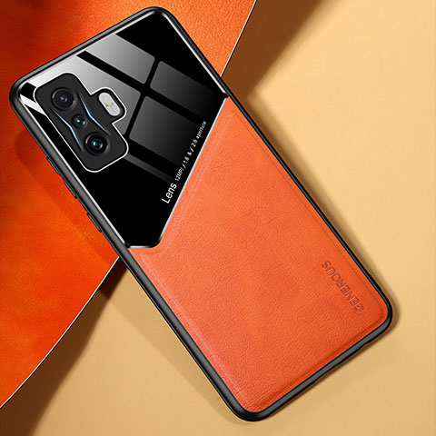 Custodia Silicone Morbida In Pelle Cover con Magnetico per Xiaomi Poco F4 GT 5G Arancione