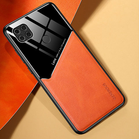 Custodia Silicone Morbida In Pelle Cover con Magnetico per Xiaomi Redmi 9 Activ Arancione