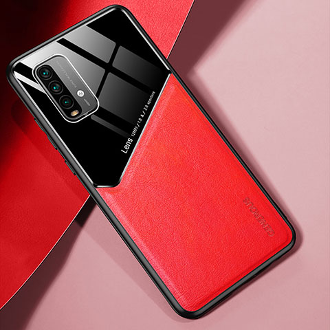 Custodia Silicone Morbida In Pelle Cover con Magnetico per Xiaomi Redmi 9 Power Rosso