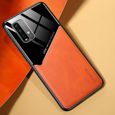 Custodia Silicone Morbida In Pelle Cover con Magnetico per Xiaomi Redmi 9T 4G Arancione