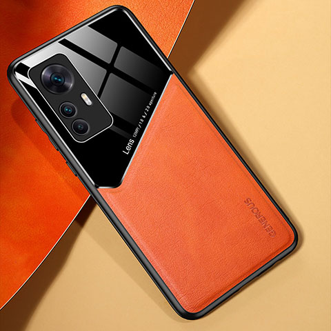 Custodia Silicone Morbida In Pelle Cover con Magnetico per Xiaomi Redmi K50 Ultra 5G Arancione