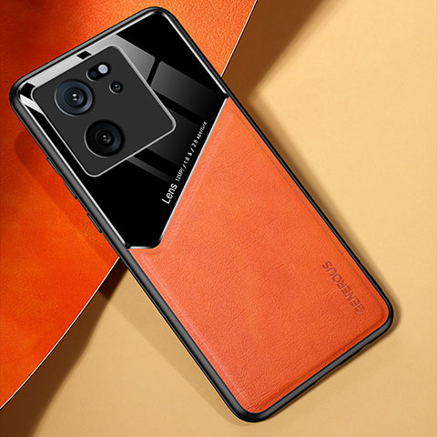 Custodia Silicone Morbida In Pelle Cover con Magnetico per Xiaomi Redmi K60 Ultra 5G Arancione