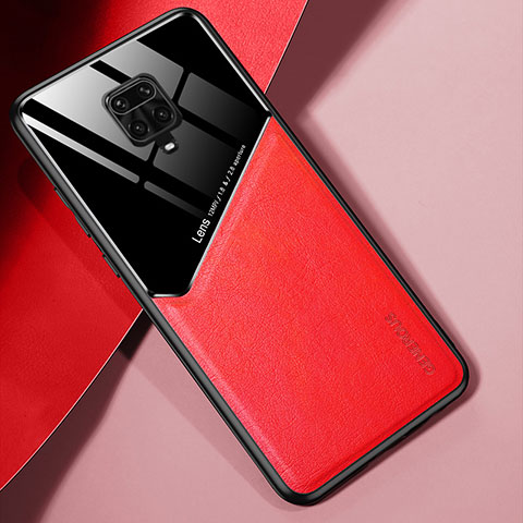 Custodia Silicone Morbida In Pelle Cover con Magnetico per Xiaomi Redmi Note 9 Pro Max Rosso