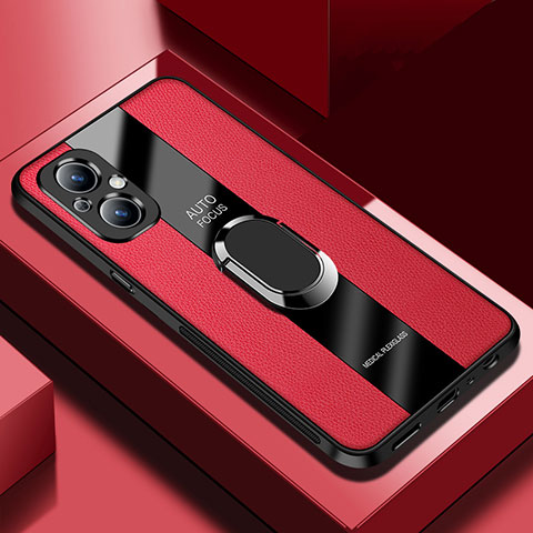 Custodia Silicone Morbida In Pelle Cover con Magnetico S01 per Oppo Reno7 Lite 5G Rosso