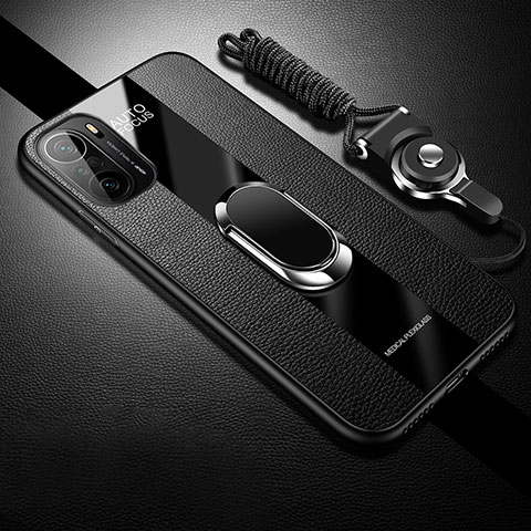 Custodia Silicone Morbida In Pelle Cover con Magnetico S01 per Xiaomi Poco F3 5G Nero