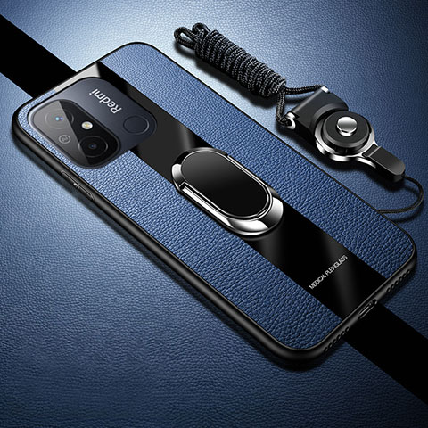 Custodia Silicone Morbida In Pelle Cover con Magnetico S01 per Xiaomi Redmi 11A 4G Blu